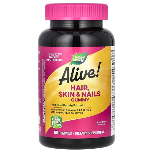 Nature S Way Alive Hair Skin Nails Gummies Strawberry 60 Gummies product image