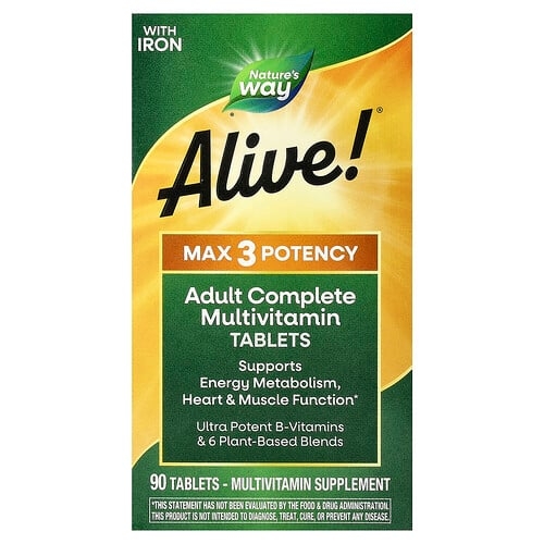 Nature S Way Alive Max3 Potency Adult Complete Multivitamin With Iron 90 Tablets product image