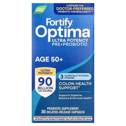 Nature S Way Fortify Optima Pre Probiotic Ultra Potency Age 50 30 Delayed Release Capsules product image