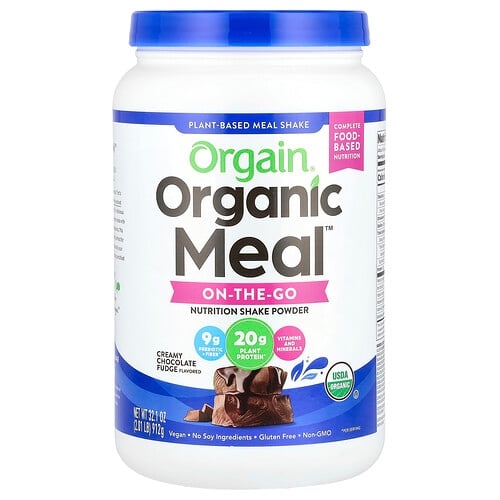 Orgain Organic Meal On The Go Nutrition Plant Based Shake Powder Creamy Chocolate Fudge 2 01 Lb 912 G product image