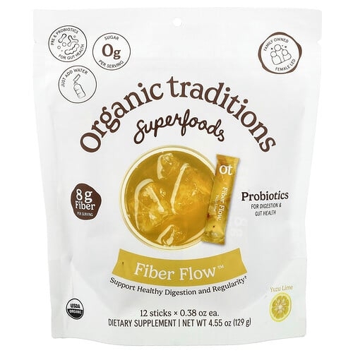 Organic Traditions Fiber Flow Yuzu Lime 12 Sticks 0 38 Oz 10 75 G Each product image