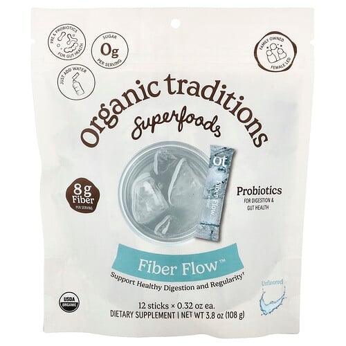 Organic Traditions Fiber Flow Unflavored 12 Sticks 0 32 Oz 9 G Each product image