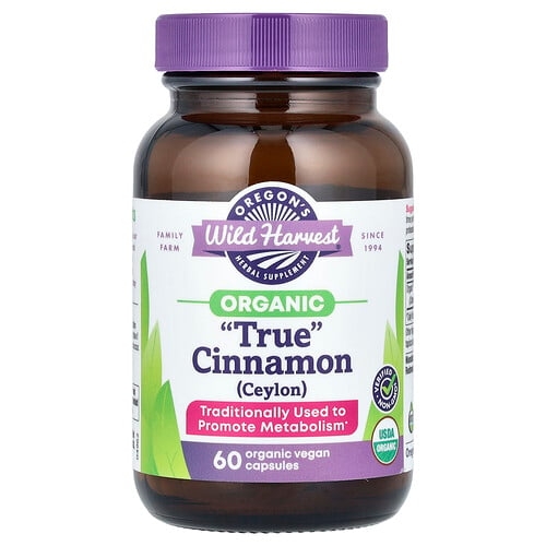 Oregon S Wild Harvest Organic True Cinnamon Ceylon 60 Organic Vegan Capsules 450 Mg Per Capsule product image