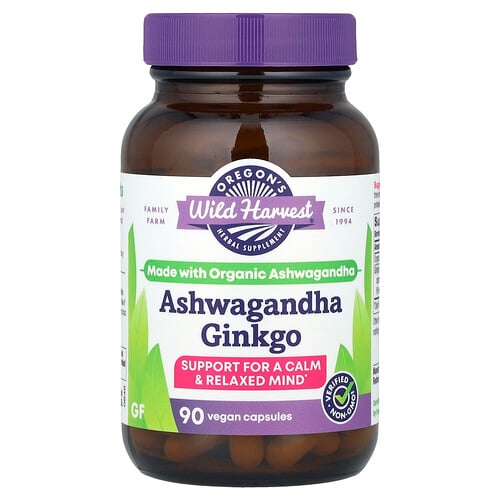 Oregon S Wild Harvest Ashwagandha Ginkgo 90 Vegan Capsules product image