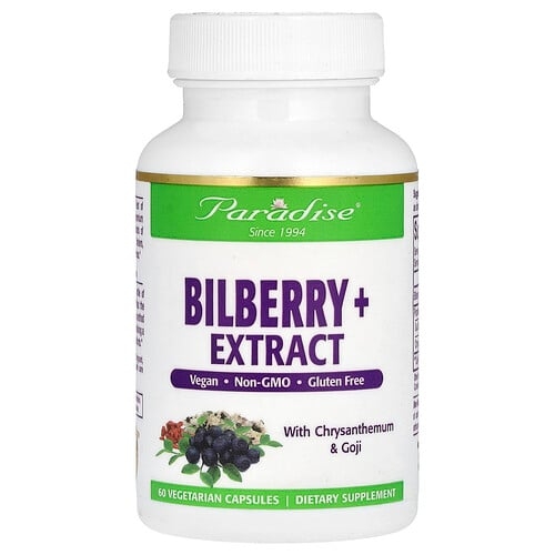 Paradise Herbs Bilberry Extract With Chrysanthemum Goji 60 Vegetarian Capsules product image