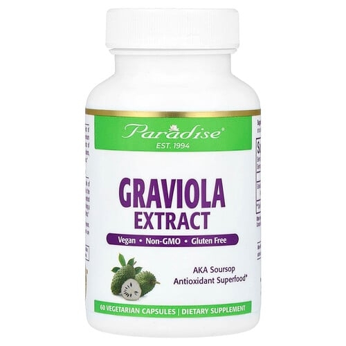 Paradise Herbs Graviola Extract 250 Mg 60 Vegetarian Capsules product image