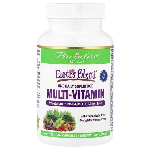 Paradise Herbs Earth S Blend One Daily Superfood Multi Vitamin No Iron 60 Vegetarian Capsules product image