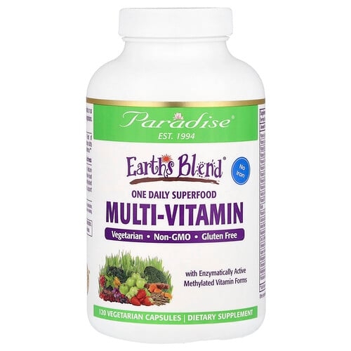 Paradise Herbs Earth S Blend One Daily Superfood Multi Vitamin No Iron 120 Vegetarian Capsules product image