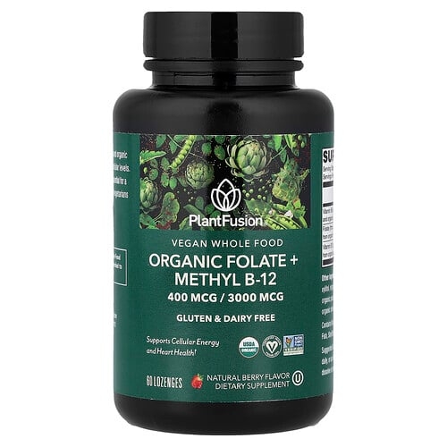 Plantfusion Vegan Whole Food Organic Folate Methyl B12 Natural Berry 60 Lozenges product image