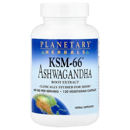 Planetary Herbals Ksm 66 Ashwagandha Root Extract 120 Vegetarian Capsules 300 Mg Per Capsule product image
