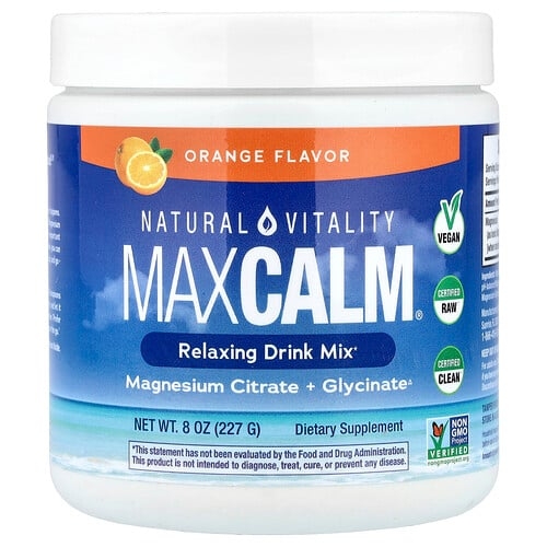 Natural Vitality Maxcalm Relaxing Drink Mix Orange 8 Oz 227 G product image