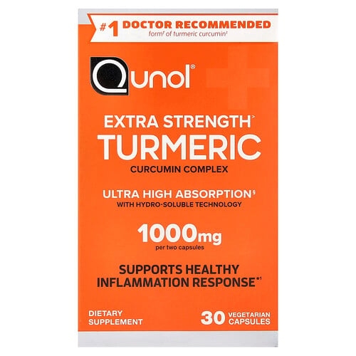 Qunol Turmeric Curcumin Complex 30 Vegetarian Capsules 500 Mg Per Capsule product image
