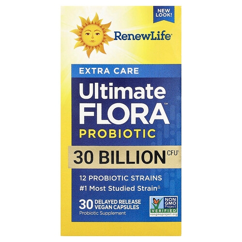 Renew Life Extra Care Ultimate Flora Probiotic 30 Billion Cfu 30 Delayed Release Vegan Capsules product image