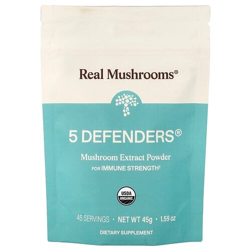 Real Mushrooms 5 Defenders Organic Mushroom Extract Powder 1 59 Oz 45 G product image