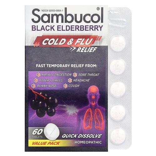 Sambucol Black Elderberry Cold Flu Relief 60 Tablets product image