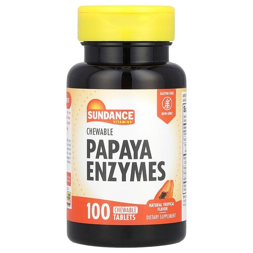 Sundance Vitamins Chewable Papaya Enzymes Natural Tropical 100 Chewable Tablets product image