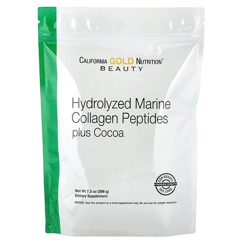 California Gold Nutrition Hydrolyzed Marine Collagen Peptides With Cocoa 7 3 Oz 206 G product image