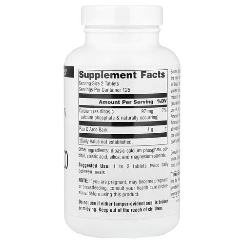 Source Naturals Pau D Arco 500 Mg 250 Tablets product image