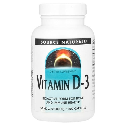 Source Naturals Vitamin D 3 50 Mcg 2 000 Iu 200 Capsules product image