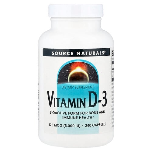 Source Naturals Vitamin D 3 125 Mcg 5 000 Iu 240 Capsules product image