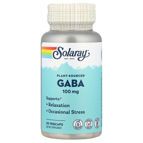 Solaray Plant Sourced Gaba 100 Mg 30 Vegcaps product image