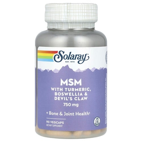 Solaray Msm With Turmeric Boswellia Devil S Claw 750 Mg 90 Vegcaps product image