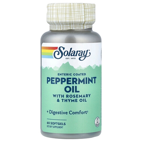 Solaray Enteric Coated Peppermint Oil With Rosemary Thyme Oil 60 Softgels product image