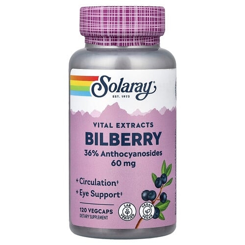 Solaray Vital Extracts Bilberry 60 Mg 120 Vegcaps product image