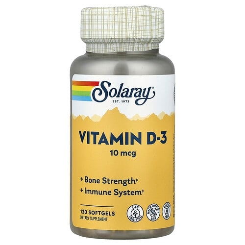 Solaray Vitamin D 3 10 Mcg 120 Softgels product image