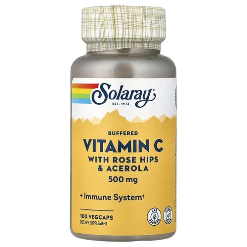 Solaray Buffered Vitamin C With Rose Hips Acerola 100 Vegcaps product image