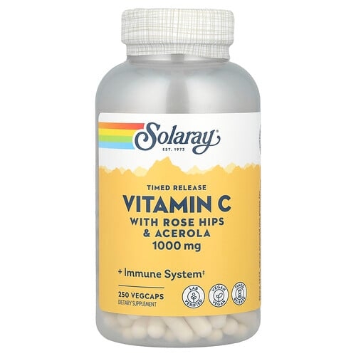 Solaray Timed Release Vitamin C With Rose Hips Acerola 1 000 Mg 250 Vegcaps product image