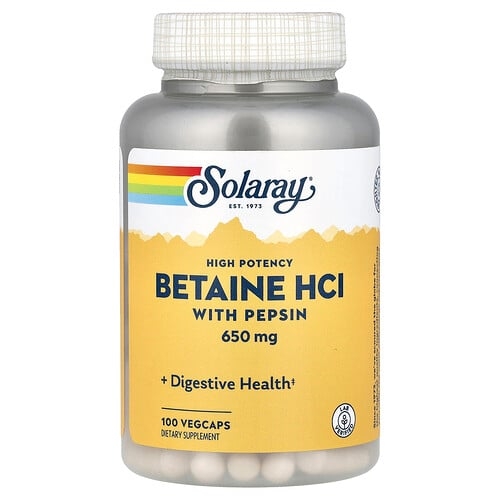 Solaray High Potency Betaine Hcl With Pepsin 100 Vegcaps product image