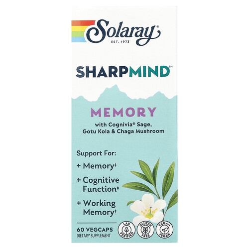Solaray Sharpmind Memory With Cognivia Sage Gotu Kola Chaga Mushroom 60 Vegcaps product image