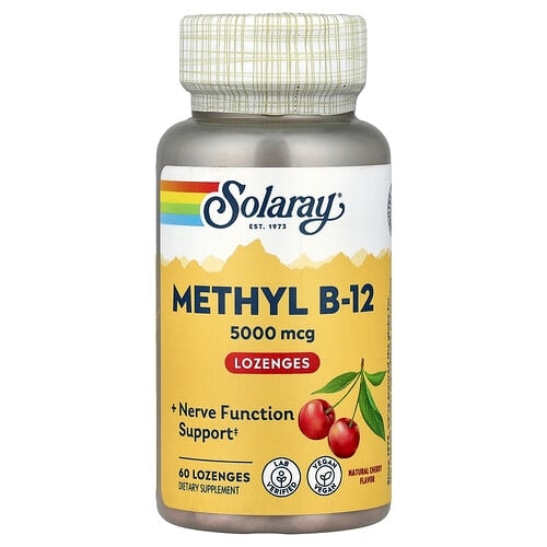 Solaray Methyl B 12 Natural Cherry 5 000 Mcg 60 Lozenges product image