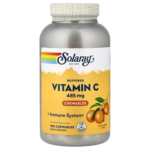 Solaray Buffered Vitamin C Chewable Natural Orange 485 Mg 100 Chewables product image