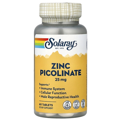 Solaray Zinc Picolinate 25 Mg 60 Tablets product image