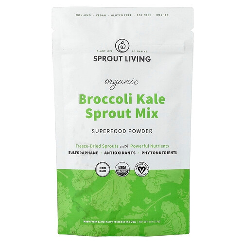 Sprout Living Organic Broccoli Kale Sprout Mix Powder 4 Oz 113 G product image