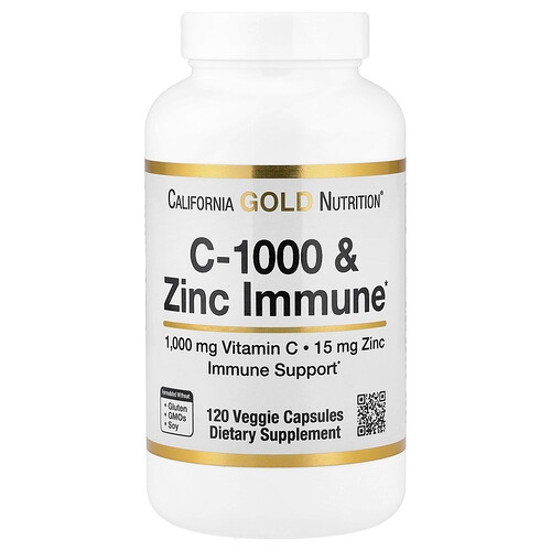 California Gold Nutrition C 1000 Zinc Immune 120 Veggie Capsules product image