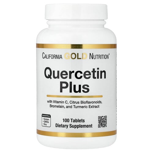 California Gold Nutrition Quercetin Plus With Quercetin Vitamin C Citrus Bioflavonoids Bromelain And Turmeric 100 Tablets product image