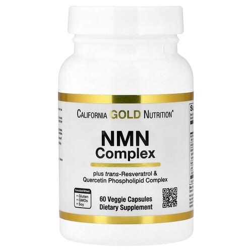 California Gold Nutrition Nmn Complex With Trans Resveratrol Quercetin Phytosome Complex Apigenin And Luteolin 60 Veggie Capsules product image