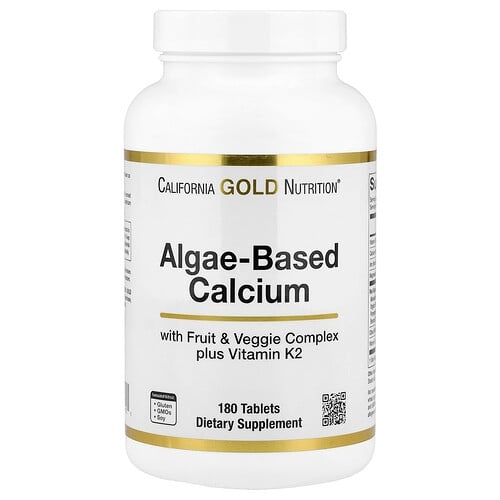 California Gold Nutrition Algae Based Calcium With Vitamin D3 And Magnesium Organic Strawberry Raspberry And Blueberry 180 Tablets product image