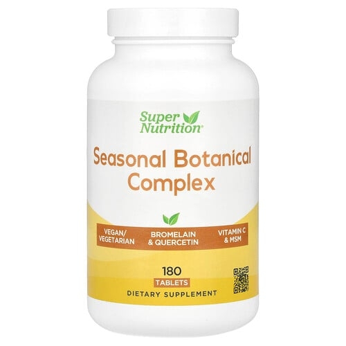 Super Nutrition Seasonal Botanical Complex With Queretin Bromelain Vitamin C Turmeric And Ginger 180 Tablets product image