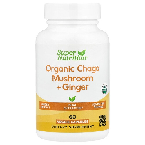 Super Nutrition Organic Chaga Mushroom Ginger 60 Veggie Capsules product image