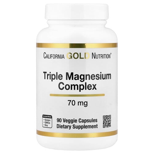 California Gold Nutrition Triple Magnesium Complex 70 Mg 90 Veggie Capsules product image