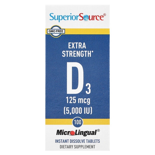 Superior Source D3 125 Mcg 5 000 Iu 100 Microlingual Instant Dissolve Tablets product image