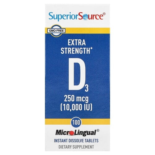 Superior Source D3 250 Mcg 10 000 Iu 100 Microlingual Instant Dissolve Tablets product image