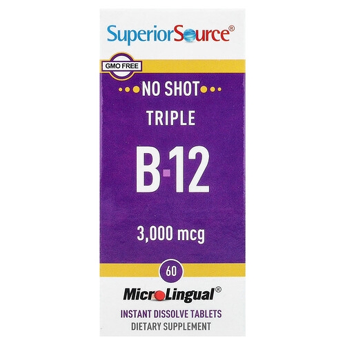 Superior Source Triple B 12 3 000 Mcg 60 Microlingual Instant Dissolve Tablets product image