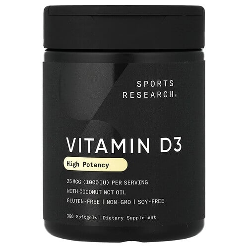 Sports Research Vitamin D3 High Potency 25 Mcg 1 000 Iu 360 Softgels product image