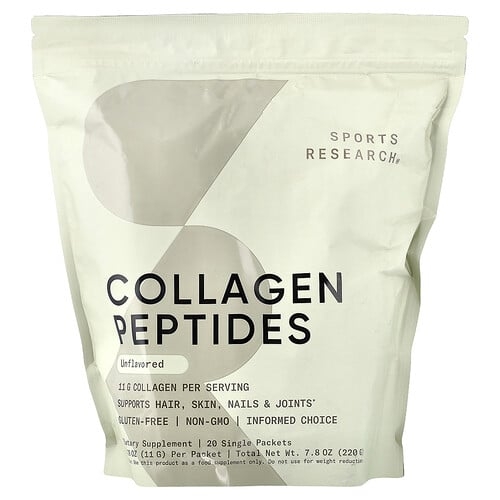 Sports Research Collagen Peptides Unflavored 20 Single Packets 0 39 Oz 11 G Each product image