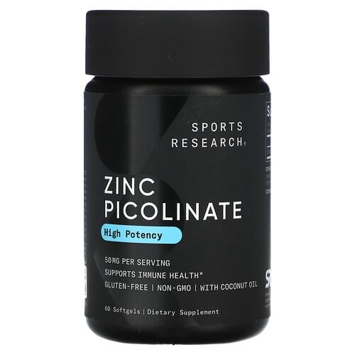 Sports Research Zinc Picolinate High Potency 50 Mg 60 Softgels product image